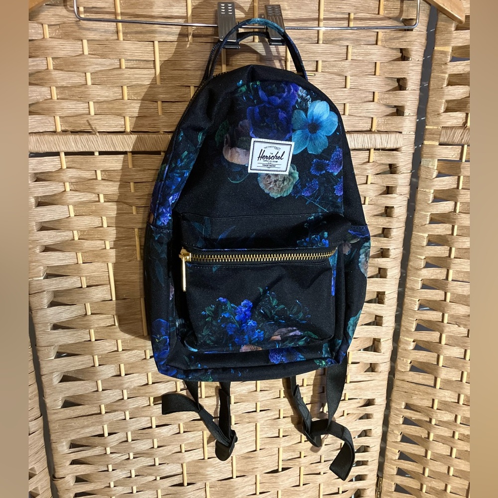 Herschel Supply Company Black and Blue Floral Mini Bag